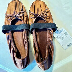 Satin Mango Ballet Flats | Chocolate Brown | Size 39 | NWT